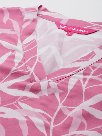 Varanga Women Pink Abstract Printed Straight Kurta